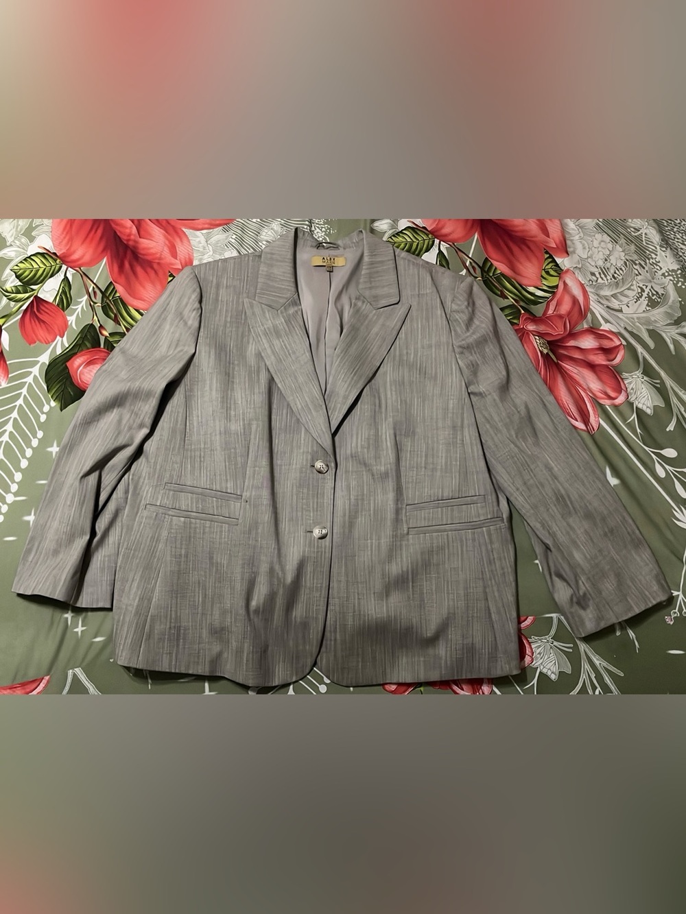 Alex Marie Womens Size 24W Grey Textured Two Button Blazer Suit Jacket Workwear